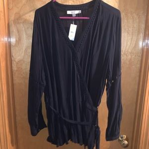 Loft Plus Navy Wrap Blouse NWT Size 20